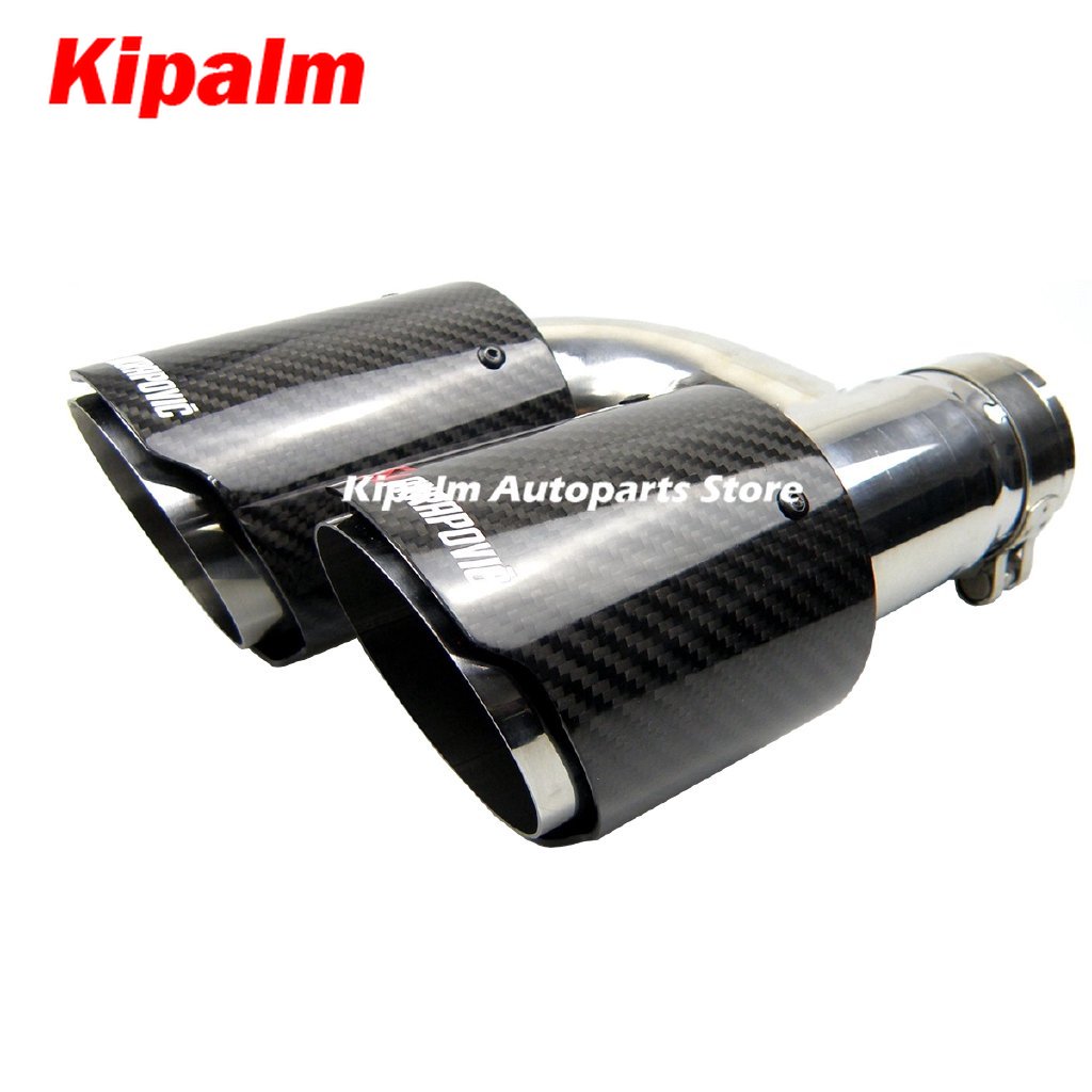 Audi A4 A5 A6 A7 h-style Car Akrapovic Dual Carbon Fiber Stainless Steel Double Muffler Tip Twin Pipe