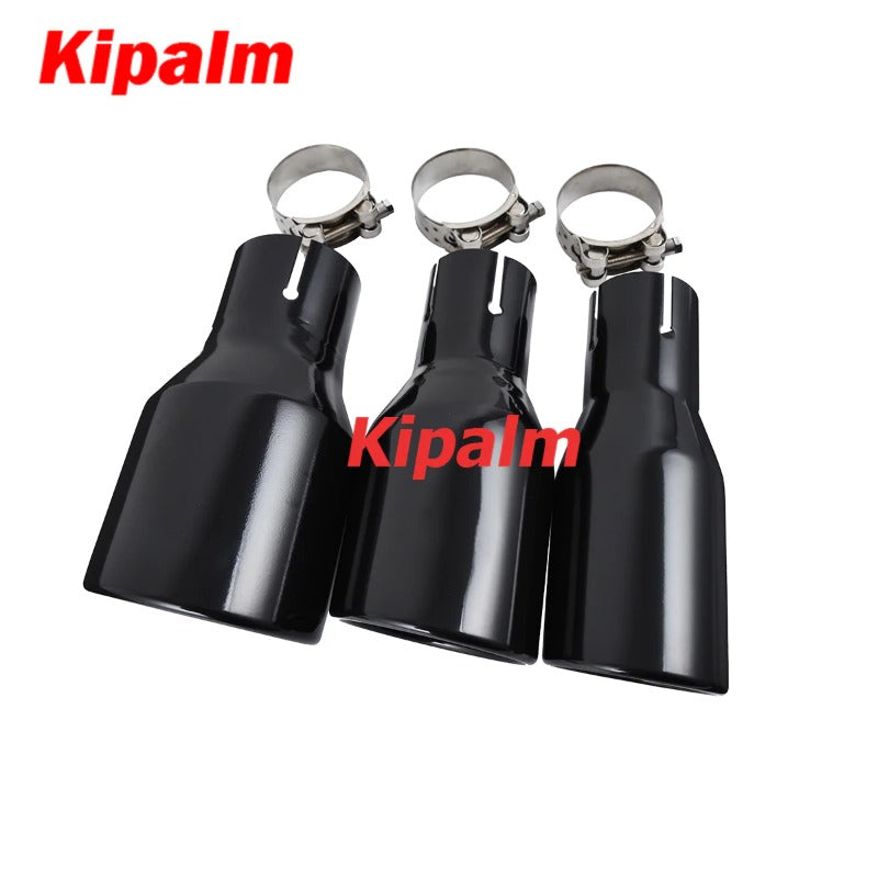 Universal Car Exhaust Pipe Tail Throat Stainless Steel Muffler Tips with Clamp Modification Parts Black Color