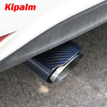 Load image into Gallery viewer, Unique Blue Carbon Fibre Car Exhaust Pipe Muffler Tip Glossy Twill Carbon Fiber Mirror-Polished T304 Stainless Steel Tips