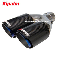Load image into Gallery viewer, Dual Carbon Fiber + Stainless Steel Burnt Blue Universal Auto Akrapovic Exhaust Tip Double End Pipe for BMW BENZ VW Golf