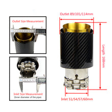 Load image into Gallery viewer, Car Universal Golden Inner Pipe Glossy Black Twill Carbon Fiber Exhaust Muffler Tip Tail Pipe For BMW BENZ AUDI Car Accessories