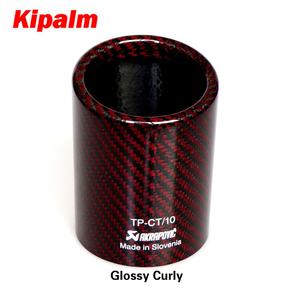 1pcs Red Twill Weave Akrapovic Authentic 3K Cover Muffler Pipe Tip Cover Housing Universal Exhaust Carbon Fiber Case