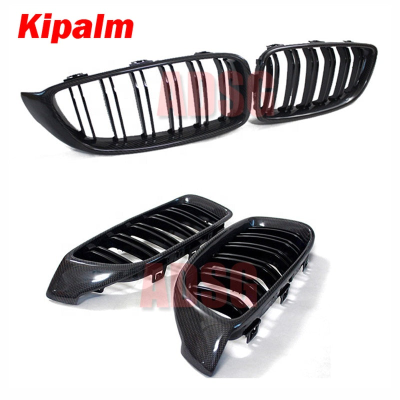 Carbon Fiber Front Grill for BMW 4 Series F32 F33 F36 M3 F80 M4 F82 with Dual Slat Line