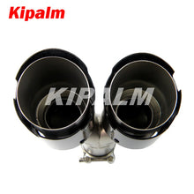 Load image into Gallery viewer, Kipalm Y-shape Dual-outlet Exhaust Pipe Four Slot Glossy Carbon Fiber Cover Stainless Steel Universal Auto End