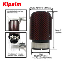 Load image into Gallery viewer, Red Glossy Twill Carbon Fibre Car Exhaust Tip Black Stainless Steel Muffler Tip Tail Pipe For BMW BENZ AUDI Car Accessories