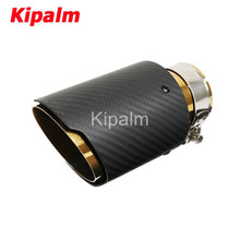 Load image into Gallery viewer, Matte Carbon with Gold Pipe Exhaust Muffler Tip Exhaust End Pipe Tail Pipe Tip with AK Logo