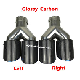 Dual Carbon Fiber Stainless Steel Burnt Blue Universal Auto AK Exhaust Tip Double End Pipe for BMW BENZ VW Golf AK Logo