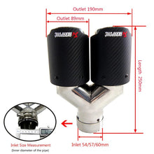 Load image into Gallery viewer, Dual Carbon Fiber + Stainless Steel Universal Auto Akrapovic Exhaust Tip Double End Pipe for BMW BENZ VW Golf Car Accessories