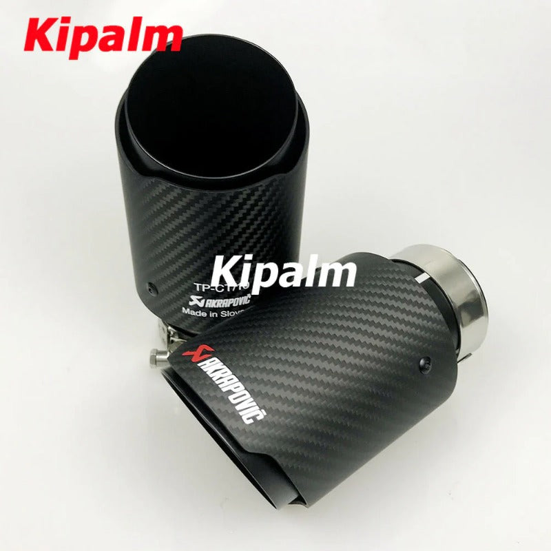 Universal Various Sizes Akrapovic Carbon Fibre Exhaust Muffler Tip Straight Matte + Black Coated