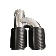 Load image into Gallery viewer, Dual Pipe h Style  Carbon Fiber + Stainless Steel Universal Auto Exhaust Muffler Tips Double End Pipe for BMW BENZ VW Golf