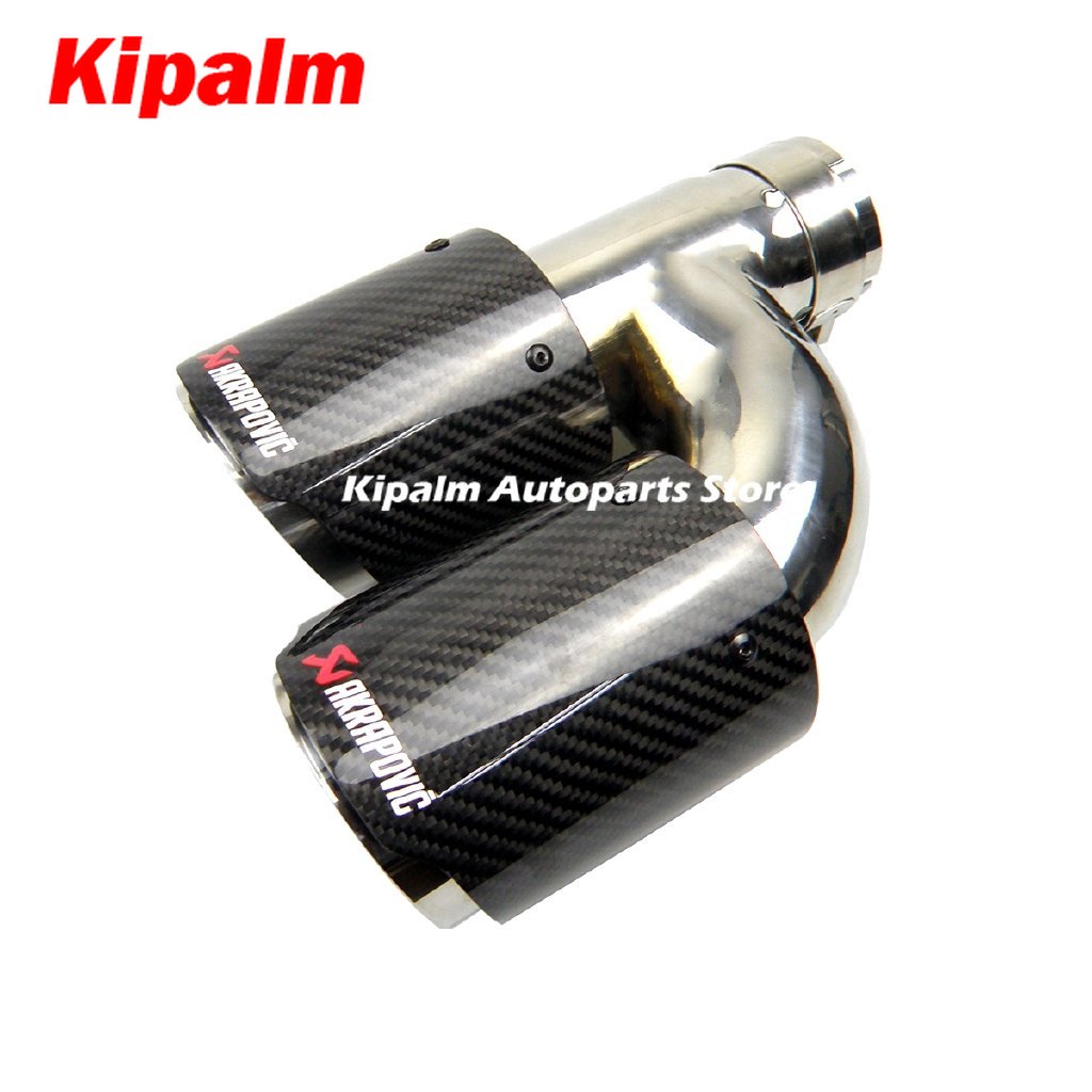 Audi A4 A5 A6 A7 h-style Car Akrapovic Dual Carbon Fiber Stainless Steel Double Muffler Tip Twin Pipe