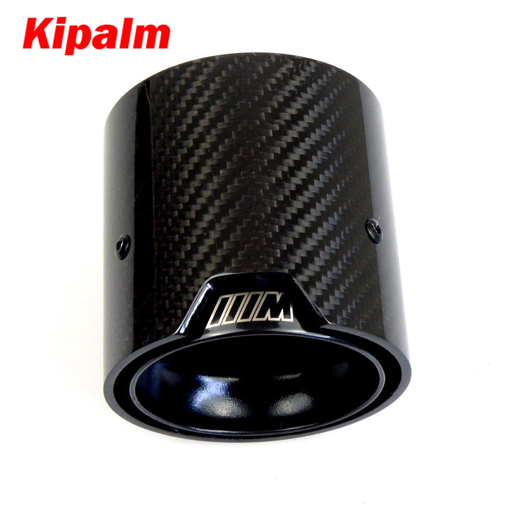 1PCS Universal M LOGO Carbon Fiber Exhaust Tips for M Performance Exhaust Pipe for BMW Muffler Tail Pipe 90mm Length