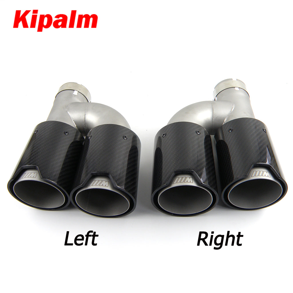 Kipalm h Style Dual Carbon Fiber Sanding Polished Stainless Steel  M performance Exhaust Tips End Pipes Matte Muffler tips fit for Modified BMW