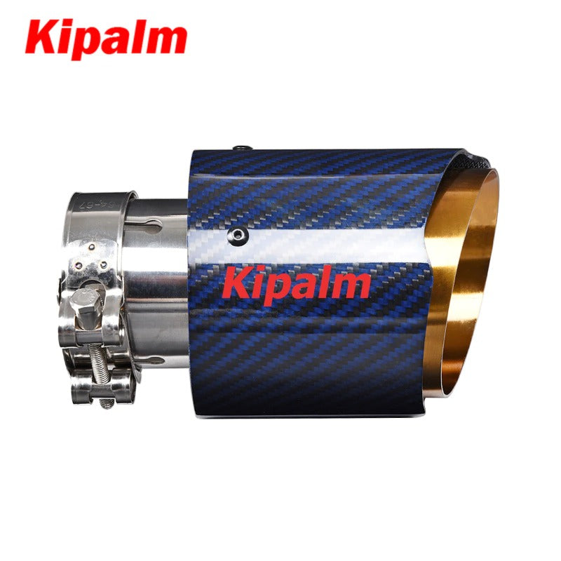 Unique Blue Carbon Fibre Car Exhaust Pipe Muffler Tip Glossy Twill Gloden T304 Stainless Steel Tips