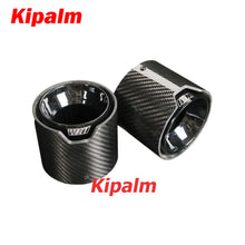 Load image into Gallery viewer, 4pcs Black Coated Stainless Steel Glossy Finish Carbon Fiber Exhaut Tip Pipe Tail Ends Fits for BMW M3 G80 M4 G82 G83