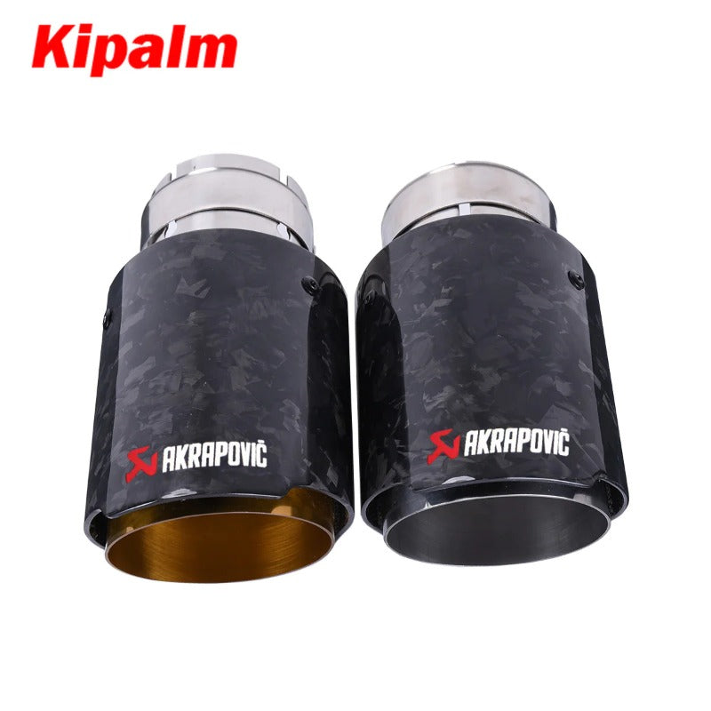 Kipalm Forged Carbon Fiber Akrapovic Authentic Cover Muffler Pipe Tip Car Universal Exhaust Pipe TailPipe