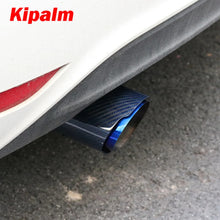 Load image into Gallery viewer, Unique Blue Carbon Fibre Car Exhaust Pipe Muffler Tip Glossy Twill Carbon Fiber Blue Coated T304 Stainless Steel Tips
