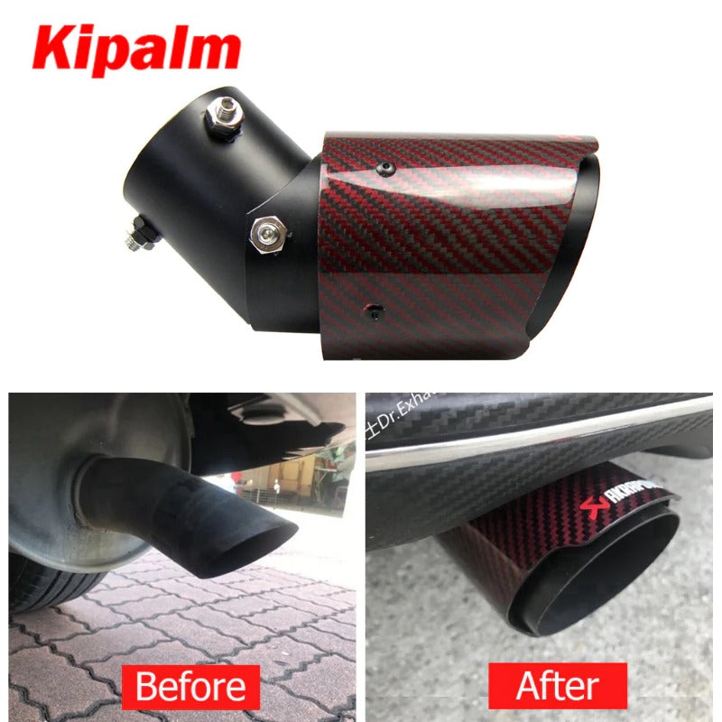 Red Angle Adjustable Bolt-On Akrapovic Carbon Fiber Exhaust Pipe with Anti-drop Rope Kicks FIT CRV RAV4 Altis SX4