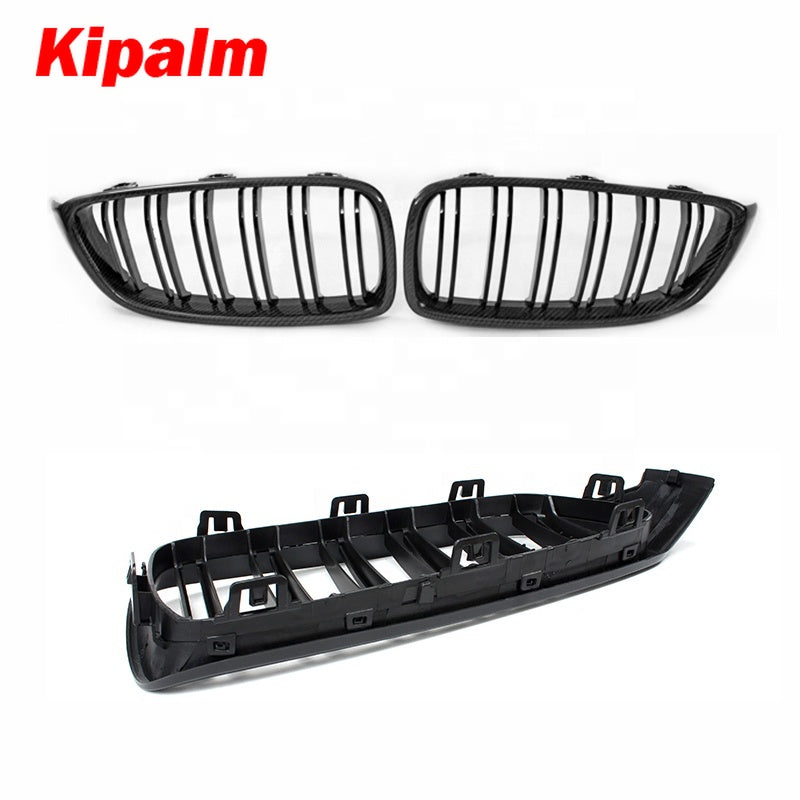 Carbon Fiber Front Grill for BMW 4 Series F32 F33 F36 M3 F80 M4 F82 with Dual Slat Line