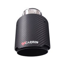 Load image into Gallery viewer, CARMON Twill Weave Matte Carbon Fiber Exhaust Pipe with black Stainless Steel Straight Edge Muffler Tip Tailpipe