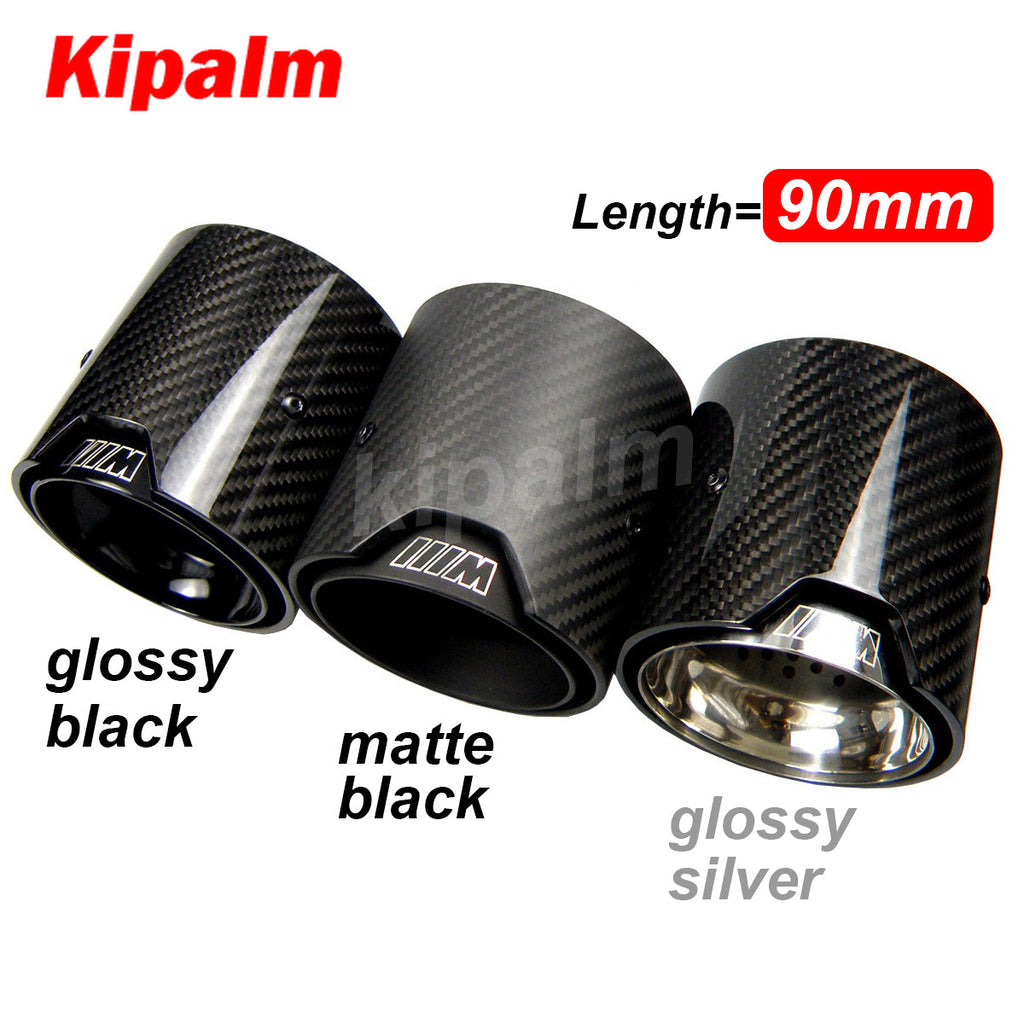 1PCS Universal M LOGO Carbon Fiber Exhaust Tips for M Performance Exhaust Pipe for BMW Muffler Tail Pipe 90mm Length