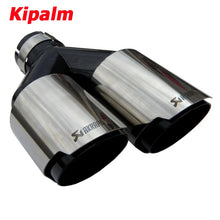 Load image into Gallery viewer, Car Universal Akrapovic Dual Black Stainless Steel Exhaust Tip Double End Pipe for BMW BENZ VW Golf TOYOTA