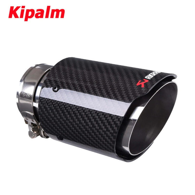 1PC Glossy Black Akrapovic Carbon Fiber Car Universal Exhaust Pipe Tailtip Muffler for BMW Toyota VW