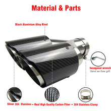 Load image into Gallery viewer, Dual Carbon Fiber 304 Stainless Steel Universal Auto Exhaust Tip Muffler Double End Pipe for BMW BENZ VW Golf TOYOTA