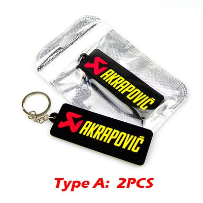 NEW 3D Rubber Keychain Akrapovic Double sided Keyring Car Motorcycle Bike Akrapovic Logo Soft Rubber keychain for wholesale
