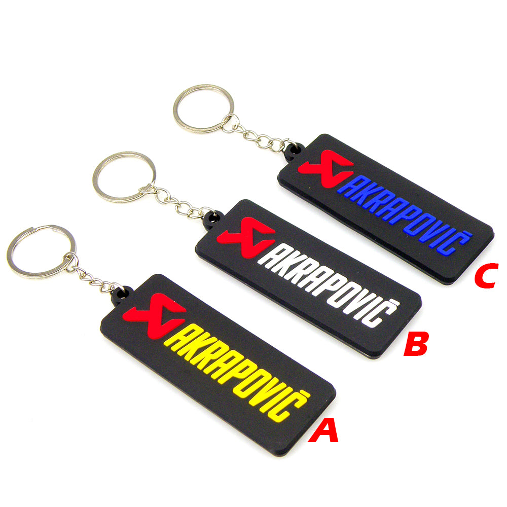 NEW 3D Rubber Keychain Akrapovic Double sided Keyring Car Motorcycle Bike Akrapovic Logo Soft Rubber keychain for wholesale