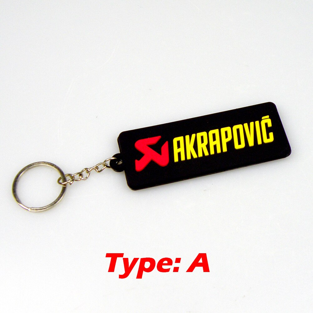 NEW 3D Rubber Keychain Akrapovic Double sided Keyring Car Motorcycle Bike Akrapovic Logo Soft Rubber keychain for wholesale