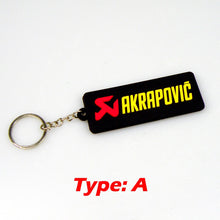 Load image into Gallery viewer, NEW 3D Rubber Keychain Akrapovic Double sided Keyring Car Motorcycle Bike Akrapovic Logo Soft Rubber keychain for wholesale