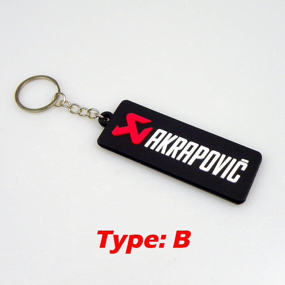NEW 3D Rubber Keychain Akrapovic Double sided Keyring Car Motorcycle Bike Akrapovic Logo Soft Rubber keychain for wholesale