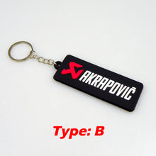 Load image into Gallery viewer, NEW 3D Rubber Keychain Akrapovic Double sided Keyring Car Motorcycle Bike Akrapovic Logo Soft Rubber keychain for wholesale