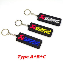 Load image into Gallery viewer, NEW 3D Rubber Keychain Akrapovic Double sided Keyring Car Motorcycle Bike Akrapovic Logo Soft Rubber keychain for wholesale