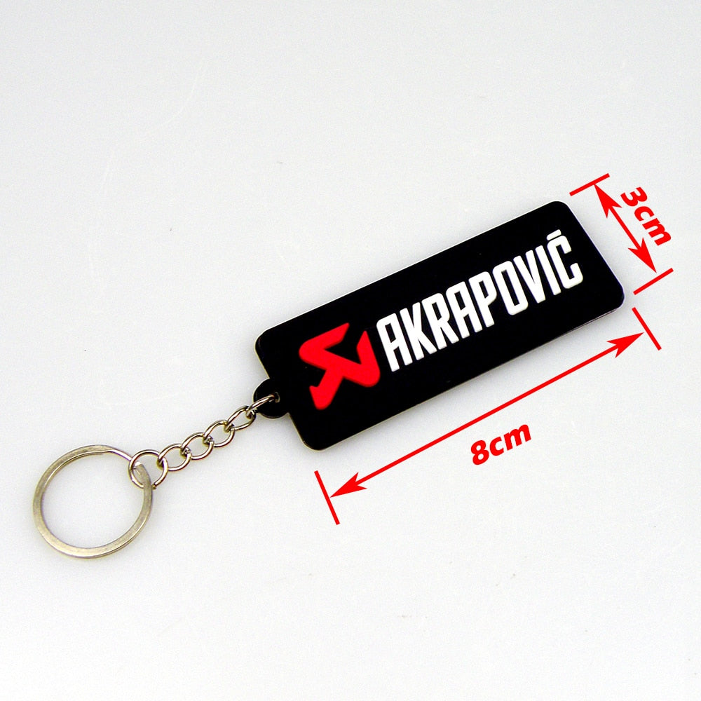 NEW 3D Rubber Keychain Akrapovic Double sided Keyring Car Motorcycle Bike Akrapovic Logo Soft Rubber keychain for wholesale