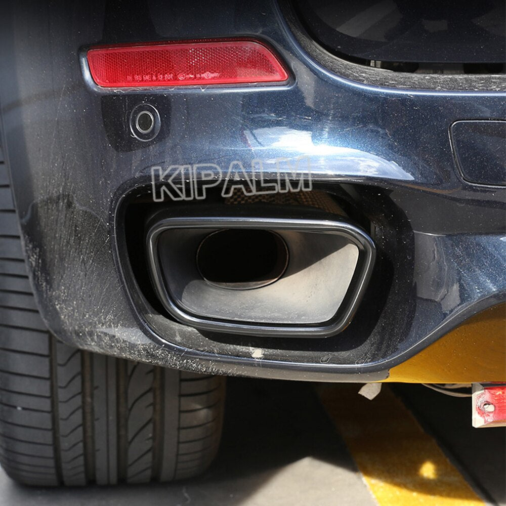 1 Pair Exhaust Muffler Tip Black Chrome Cover Trim for BMW X5 M Sports F15 2014-2018 Modify