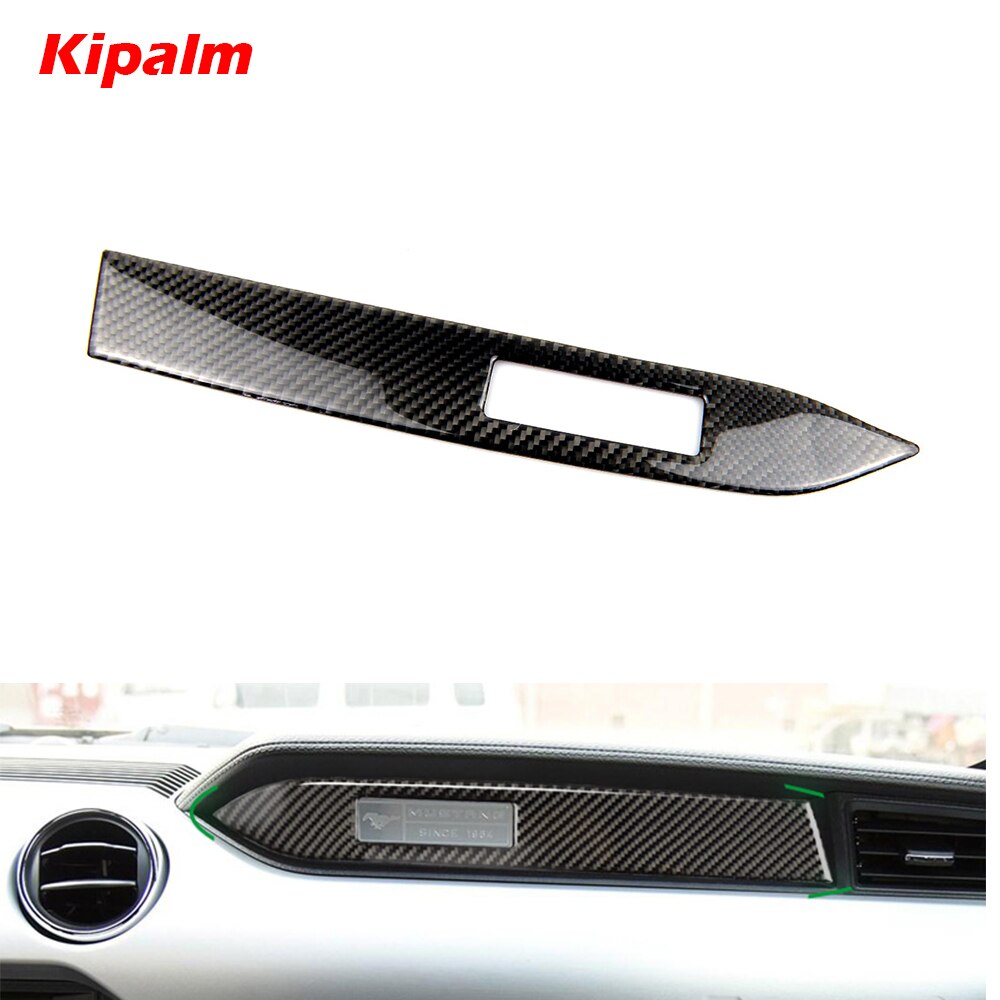 Kipalm Carbon Fiber Car Dashboard Decoration Strip Sticker Passenger Seat Side for Ford Mustang 2015-2019 Accessories