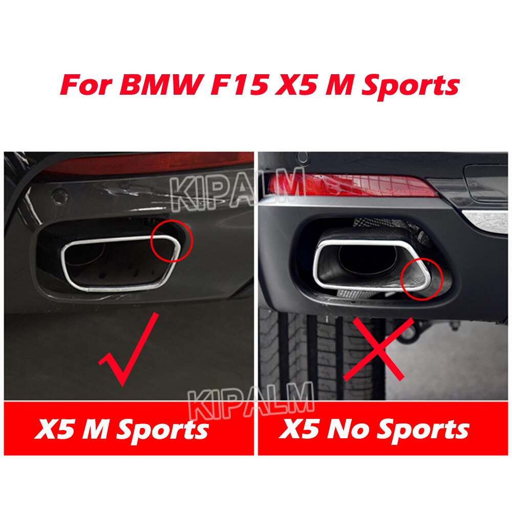 1 Pair Exhaust Muffler Tip Black Chrome Cover Trim for BMW X5 M Sports F15 2014-2018 Modify
