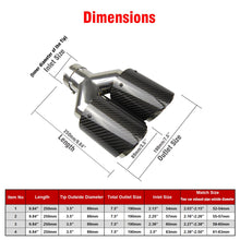 Load image into Gallery viewer, Dual Carbon Fiber 304 Stainless Steel Universal Auto Exhaust Tip Muffler Double End Pipe for BMW BENZ VW Golf TOYOTA
