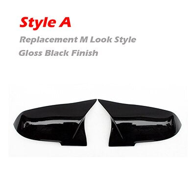 Gloss Black M3 Style Mirror Cover Caps For BMW 1/2/3/4 Series & X1 - Clip-On, Power Fold
