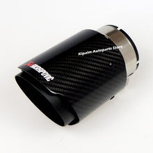 Load image into Gallery viewer, Universal Akrapovic Carbon Fibre Exhaust Pipe Muffler Tip Glossy Twill Cover + Black Coated Stainless Steel