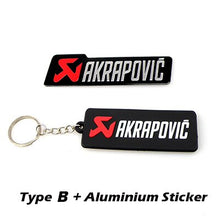 Load image into Gallery viewer, NEW 3D Rubber Keychain Akrapovic Double sided Keyring Car Motorcycle Bike Akrapovic Logo Soft Rubber keychain for wholesale