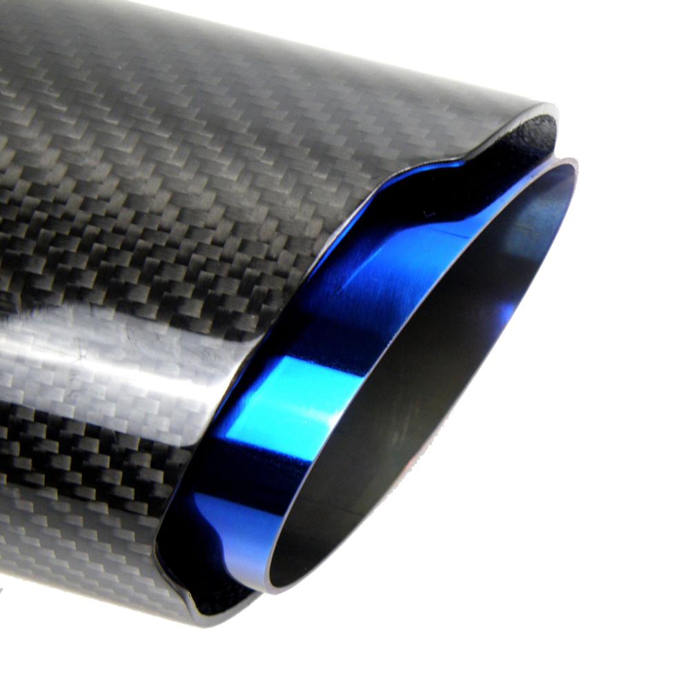 No Logo Angle Adjustable Carbon Fibre Exhaust Tip Straight Edge Burnt Blue Muffler Tip for Toyota