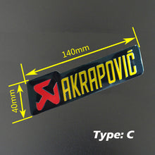 Load image into Gallery viewer, Universal Aluminium Akrapovic Stickers Exhaust Muffler Sticker Silencer Decals For Motorcycle and Car Sticker