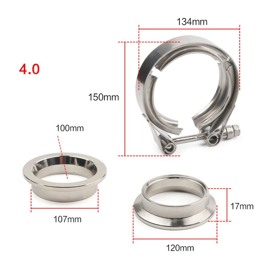 304 Stainless Steel Standard Latch and Quick Release V Band Flange Kit Exhaust Pipe Clamp