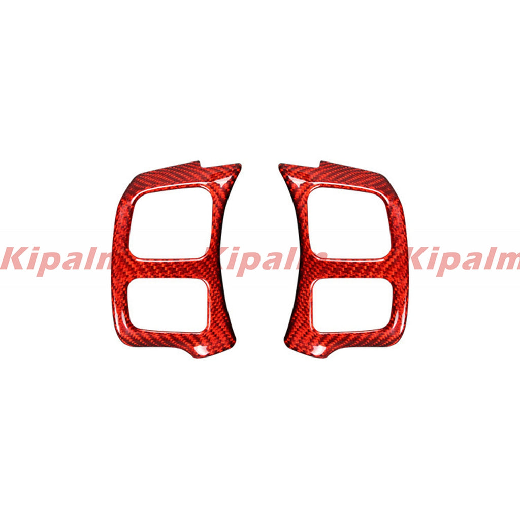 2pcs Stick-on Real Carbon Fiber Steering Wheel Button Frame for Lexus NX IS RC