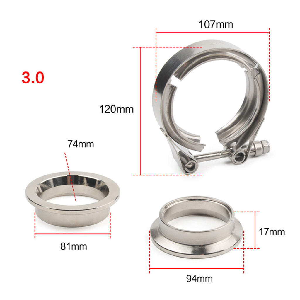304 Stainless Steel Standard Latch and Quick Release V Band Flange Kit Exhaust Pipe Clamp