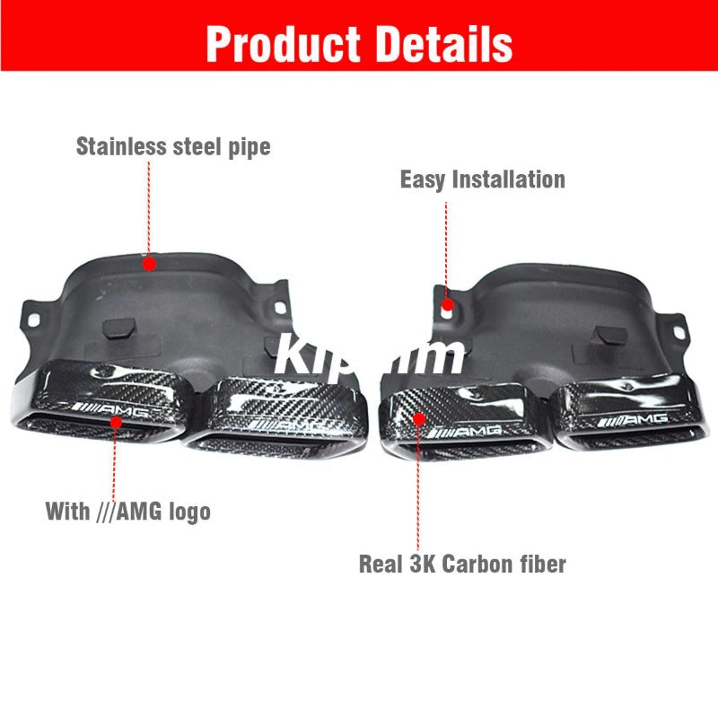 1 Pair Carbon Fiber Exhaust Tips for Mercedes-benz New C-class W205 W212 Twin 2015-2018 Muffler Pipe