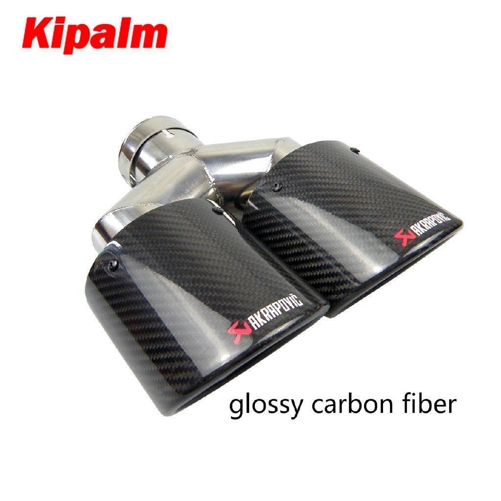 1 PC Exhauts Dual pipe Carbon fiber Stainless steel Burnt Black Oval Exhaust Muffler tips